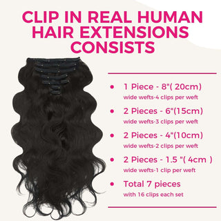 Clip in Human Hair  4PCS  Body Wave Brazilian Human Hair