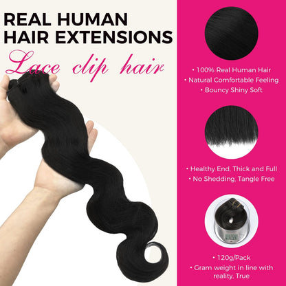 Clip in Human Hair  4PCS  Body Wave Brazilian Human Hair