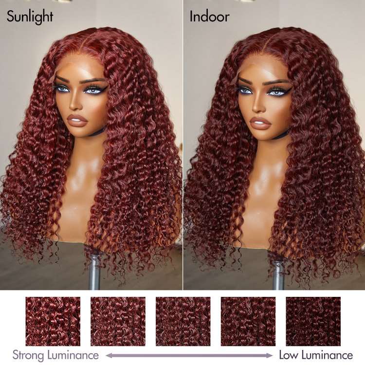 200% Density Glueless Reddish Brown Water Wave Wear Go Pre Cut Lace Wigs - LIBEAUTY HAIR