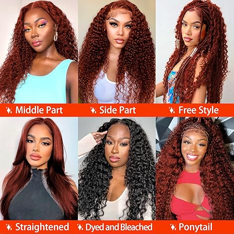 200% Density Glueless Reddish Brown Water Wave Wear Go Pre Cut Lace Wigs - LIBEAUTY HAIR