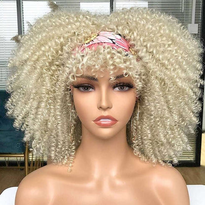 200% Density Pre Plucked 13x4 Blonde Wig Human Hair Curly Wig with Bangs - LIBEAUTY HAIR