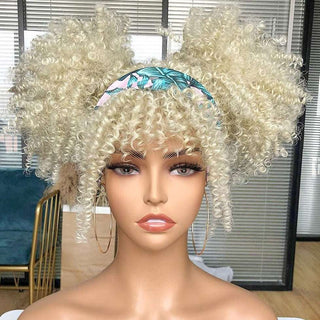 200% Density Pre Plucked 13x4 Blonde Wig Human Hair Curly Wig with Bangs - LIBEAUTY HAIR