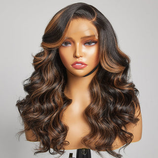 200% Mega Density | Blonde Highlight Loose Wave 5x5 Closure  Lace Glueless Side Part Long Wig 100% Human Hair