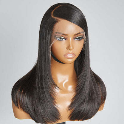 Limited Design |  Right C Parted Free Part AllowedSilky Straight 13x4 Frontal Lace Long Wig 100% Human Hair