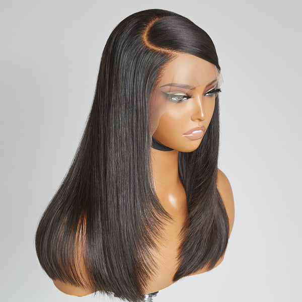 Limited Design |  Right C Parted Free Part AllowedSilky Straight 13x4 Frontal Lace Long Wig 100% Human Hair