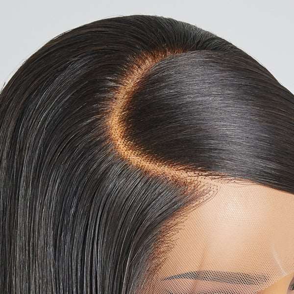 Limited Design |  Right C Parted Free Part AllowedSilky Straight 13x4 Frontal Lace Long Wig 100% Human Hair