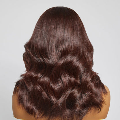 Limited Design | Layered Chocolate Brown Loose Body Wave With Bangs 4x4 Closure Lace Short Wig 100% Human Hair