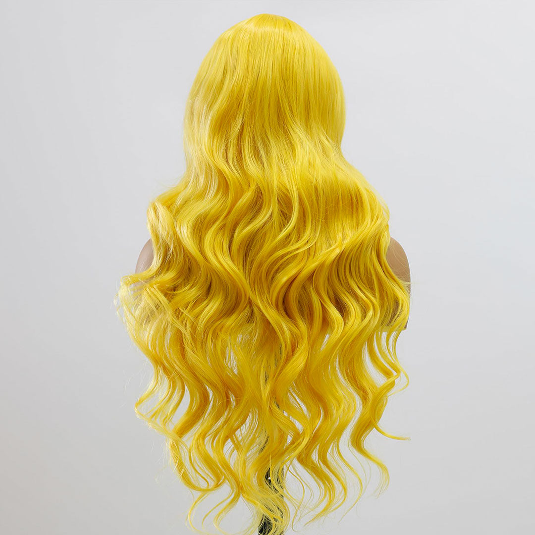 Sexy Yellow 13x4 Front Lace Front Wigs Long Natural Wavy