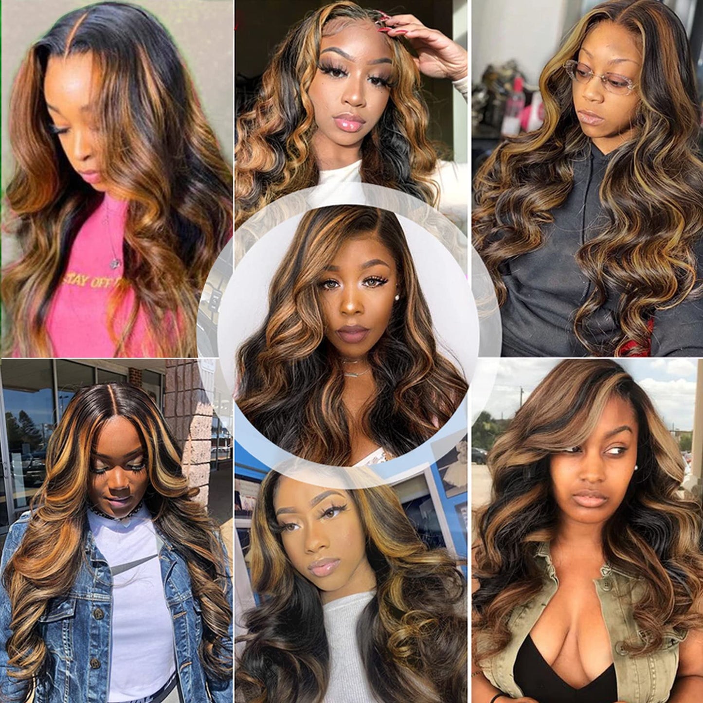 Valentine's Day Sale|Brown Highlight Lace Front Wig 4x4 Human Hair Body Wave Ombre Lace Closure Wig Pre Plucked with Baby Hair