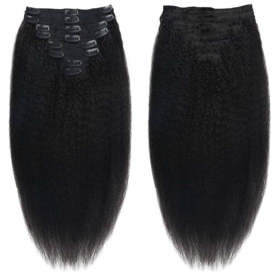 Clip in Human Hair  4PCS  Kinky Straight Brazilian Human Hair