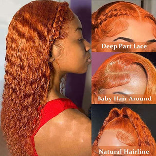 Ginger Wig Lace Front Human Hair Deep Wave 13x4 HD Transparent Lace Front Wig Human Hair
