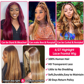 Flash Sale |Brown Bomb Honey Blonde 4x4 Front 150 density Lace Front Wig Pre Plucked