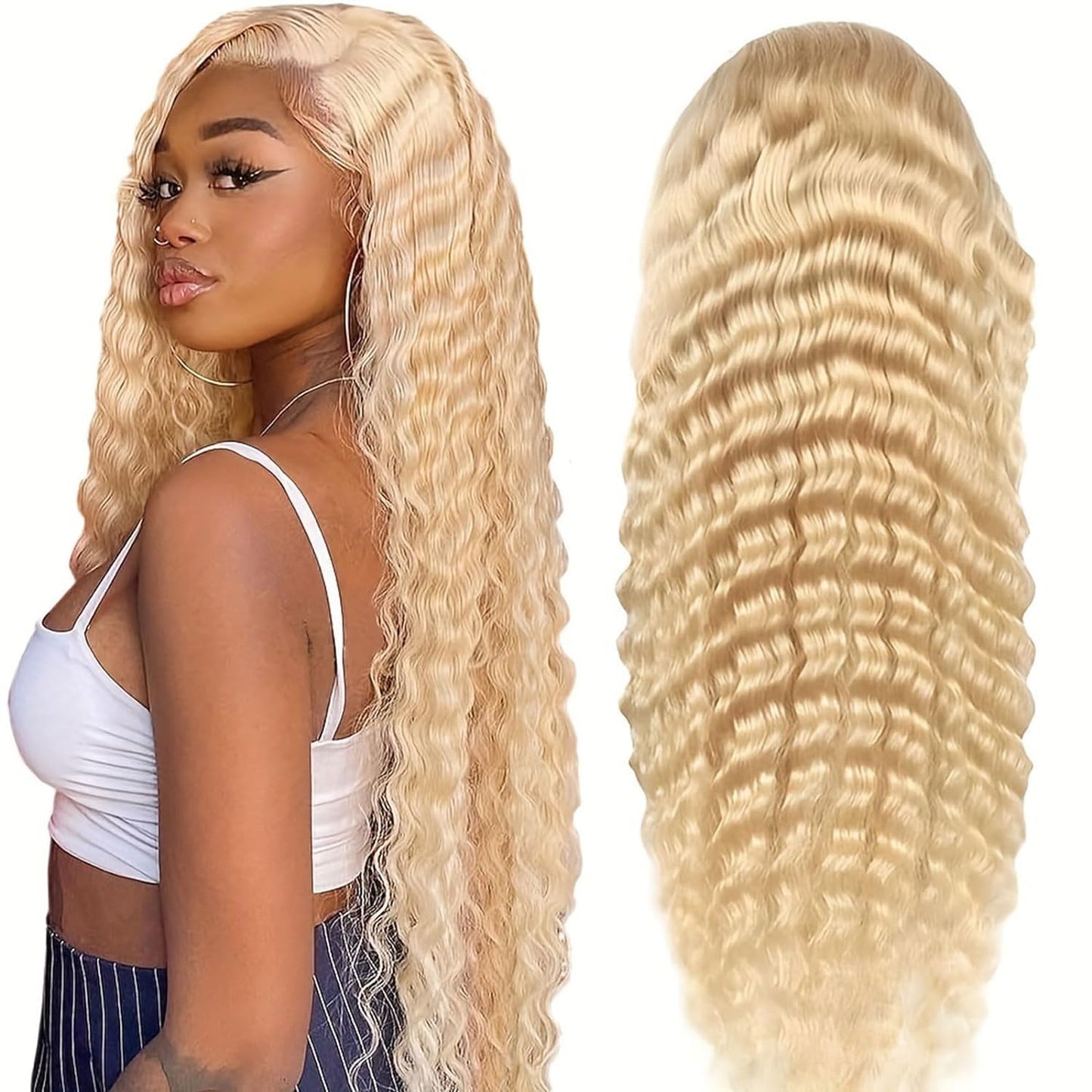 613 Blonde Deep Wave Lace Front Wig Human Hair