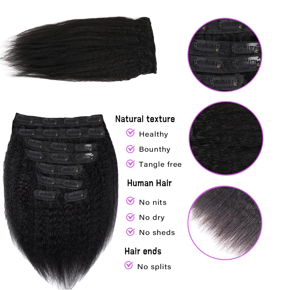 Clip in Human Hair  4PCS  Kinky Straight Brazilian Human Hair