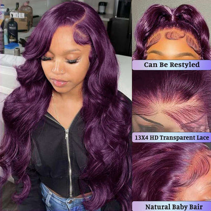 Dark Burgundy 13x4 Body Wave Lace Front Wigs Human Hair