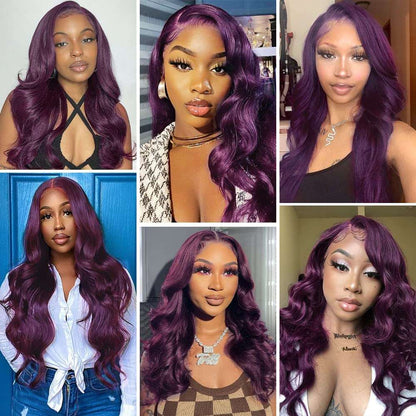 Dark Burgundy 13x4 Body Wave Lace Front Wigs Human Hair