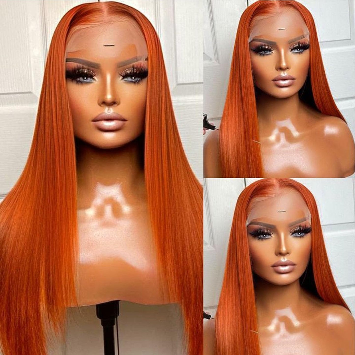 Ginger Orange  Pre Plucked Straight 13x4  Lace Frontal Human Hair