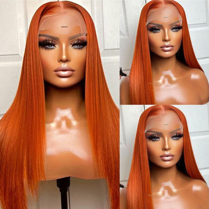 Ginger Orange  Pre Plucked Straight 13x4  Lace Frontal Human Hair