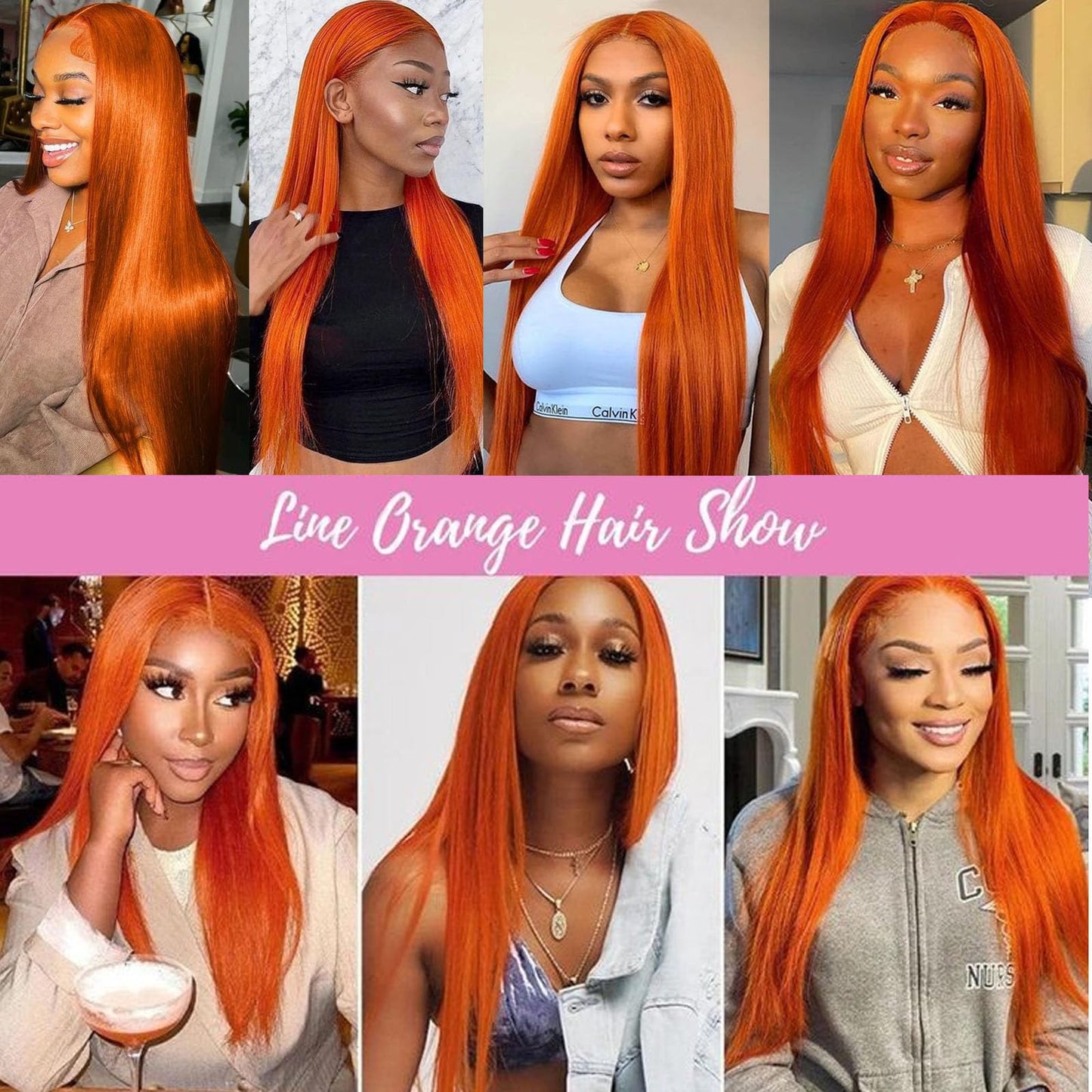 Ginger Orange  Pre Plucked Straight 13x4  Lace Frontal Human Hair