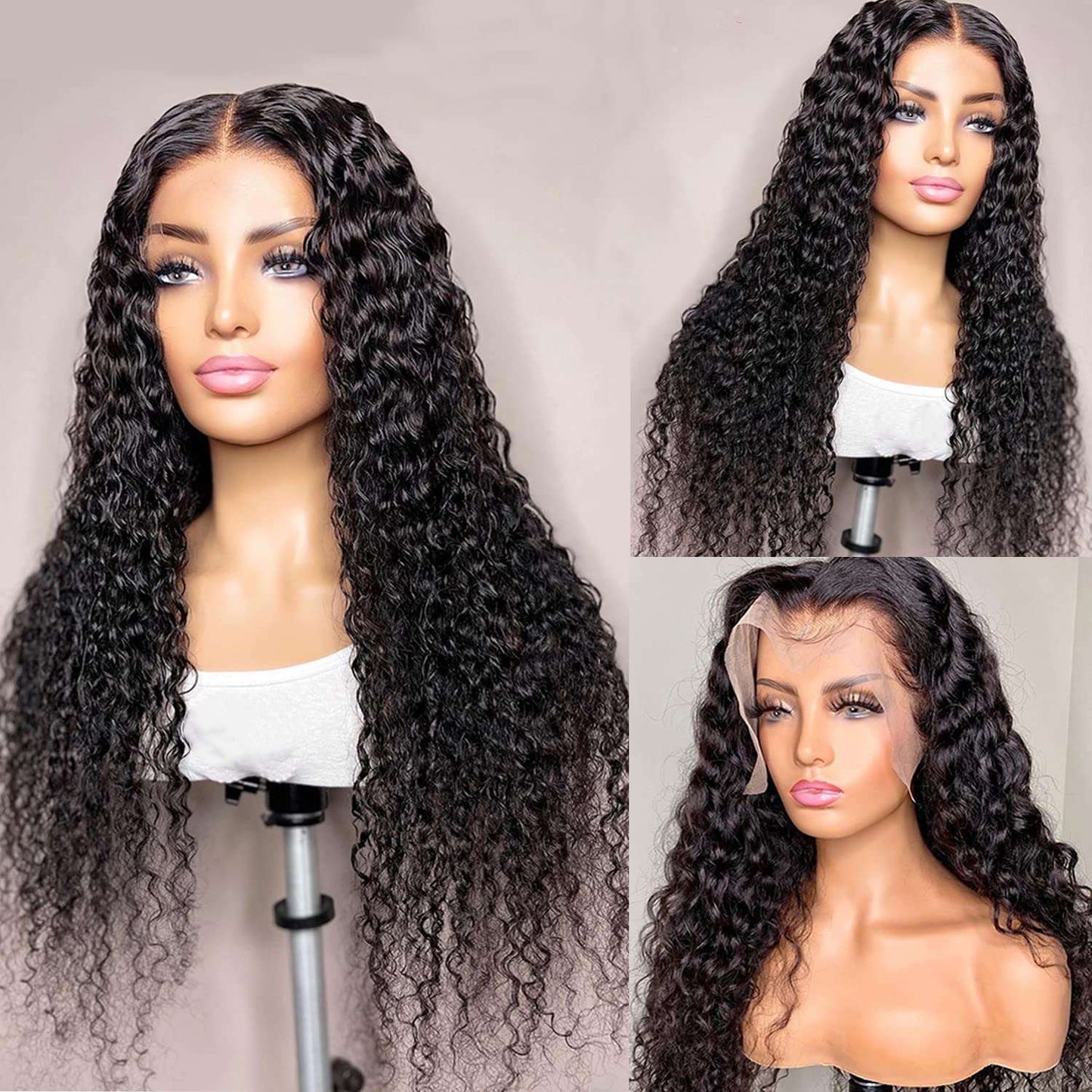 Flash Sale |  Deep Wave 4x4 Frontal Lace Mid Part Long Wig 100% Human Hair