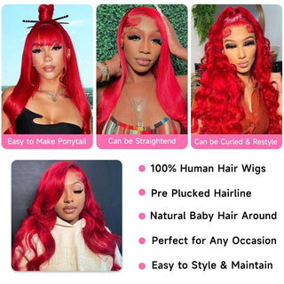 Libeauty 13x4 Red  180% Density Body Wave Red Colored Wigs Human Hair