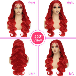 Libeauty 13x4 Red  180% Density Body Wave Red Colored Wigs Human Hair