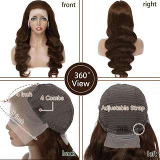 Chocolate Brown Lace Front Wig Human Hair 150% Density 13X4 Body Wave Lace Front Wig