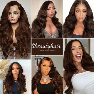 Chocolate Brown Lace Front Wig Human Hair 150% Density 13X4 Body Wave Lace Front Wig