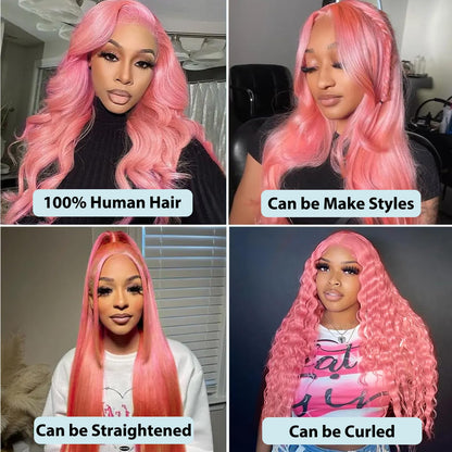 13x4 Pink Body Wave  Pre-Plucked Similar  200 Density Human Hair