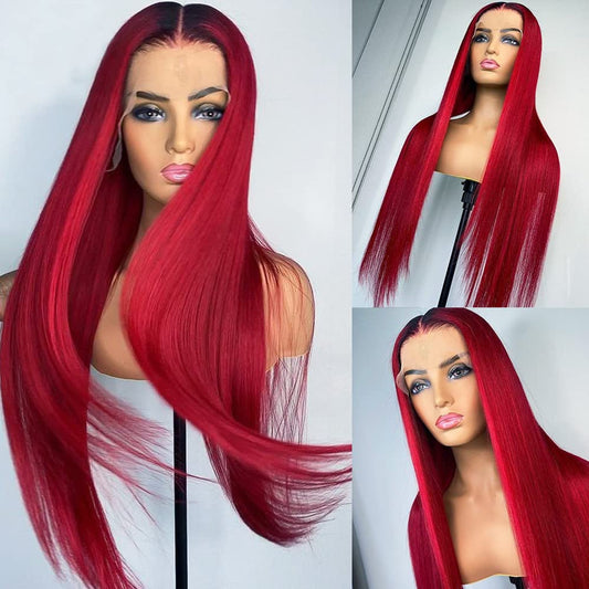 Reddish 13X4 HD Lace Front Wigs Straight Hair Glueless Lace Wigs Long Silk Straight Natural Wig