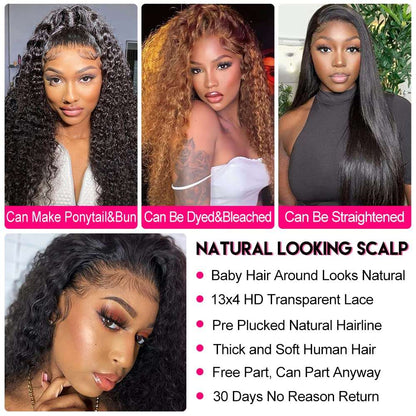 Flash Sale |  Deep Wave 4x4 Frontal Lace Mid Part Long Wig 100% Human Hair