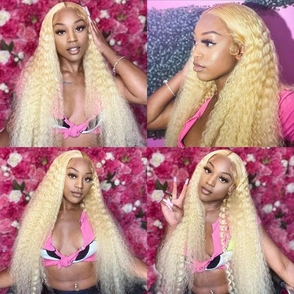 613 Blonde Deep Wave Lace Front Wig Human Hair