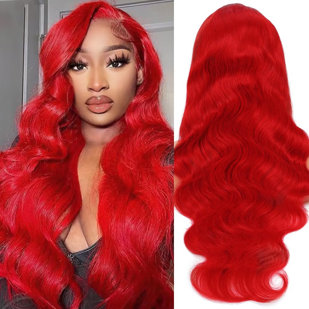 Red Wig Human Hair 13x4 Body Wave Lace Front Wigs Human Hair