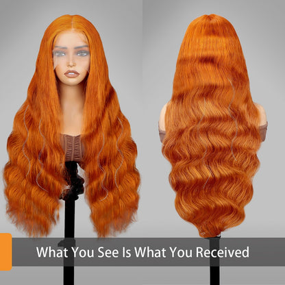 13X4 HD Orange Ginger Lace Front Wigs Pre Plucked Body Wave Wig