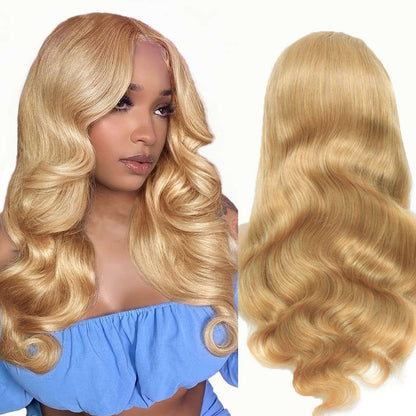 #27 Honey Blonde Pre Cut 13*4 Front Lace Wear And Go Glueless Wig Straight And Body Wave - LIBEAUTY HAIR