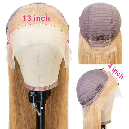 #27 Honey Blonde Pre Cut 13*4 Front Lace Wear And Go Glueless Wig Straight And Body Wave - LIBEAUTY HAIR