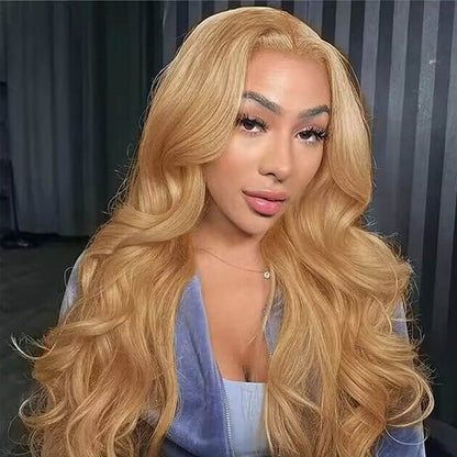 #27 Honey Blonde Pre Cut 13*4 Front Lace Wear And Go Glueless Wig Straight And Body Wave - LIBEAUTY HAIR