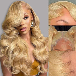 #27 Honey Blonde Pre Cut 13*4 Front Lace Wear And Go Glueless Wig Straight And Body Wave - LIBEAUTY HAIR