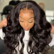 Loose Body Wave  Glueless Mid Part Long Wig 100% Human Hair