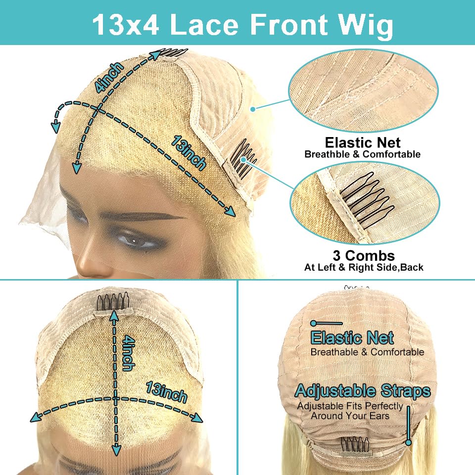 Lake Blue Body Wave  Human Hair 13x4 Frontal Wigs Pre Plucked