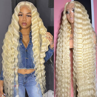 613 Blonde Deep Wave Lace Front Wig Human Hair