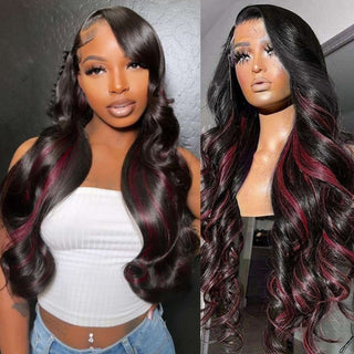 Burgundy Lace Body Wave Front Wigs Human Hair 100% Virgin Hair from One Donor
