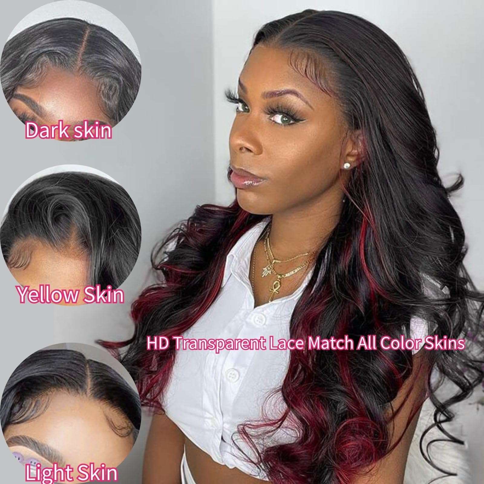 Burgundy Lace Body Wave Front Wigs Human Hair 100% Virgin Hair from One Donor