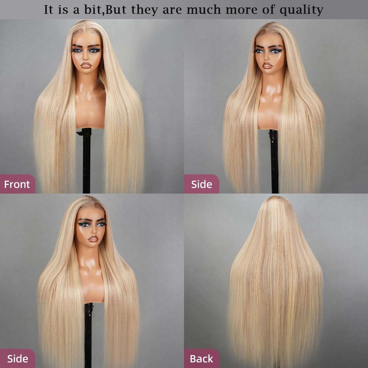 P10/613 Highlight Blonde 12A 180% Ombre Blonde Glueless Straight13x4 HD Lace Front Wig