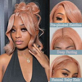 Pink Blonde Lace Front Wig Human Hair 13x4 Front Lace Rose Gold Human Hair