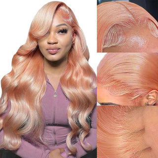 Pink Blonde Lace Front Wig Human Hair 13x4 Front Lace Rose Gold Human Hair