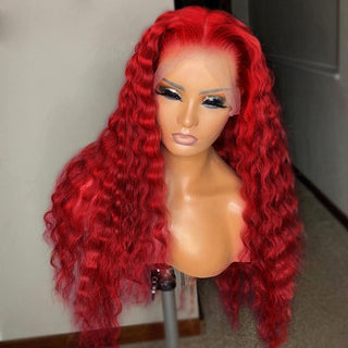 Hot Red Colored Lace Front Wigs Human Hair 180% Density Brazilin Virgin Human Hair Wig