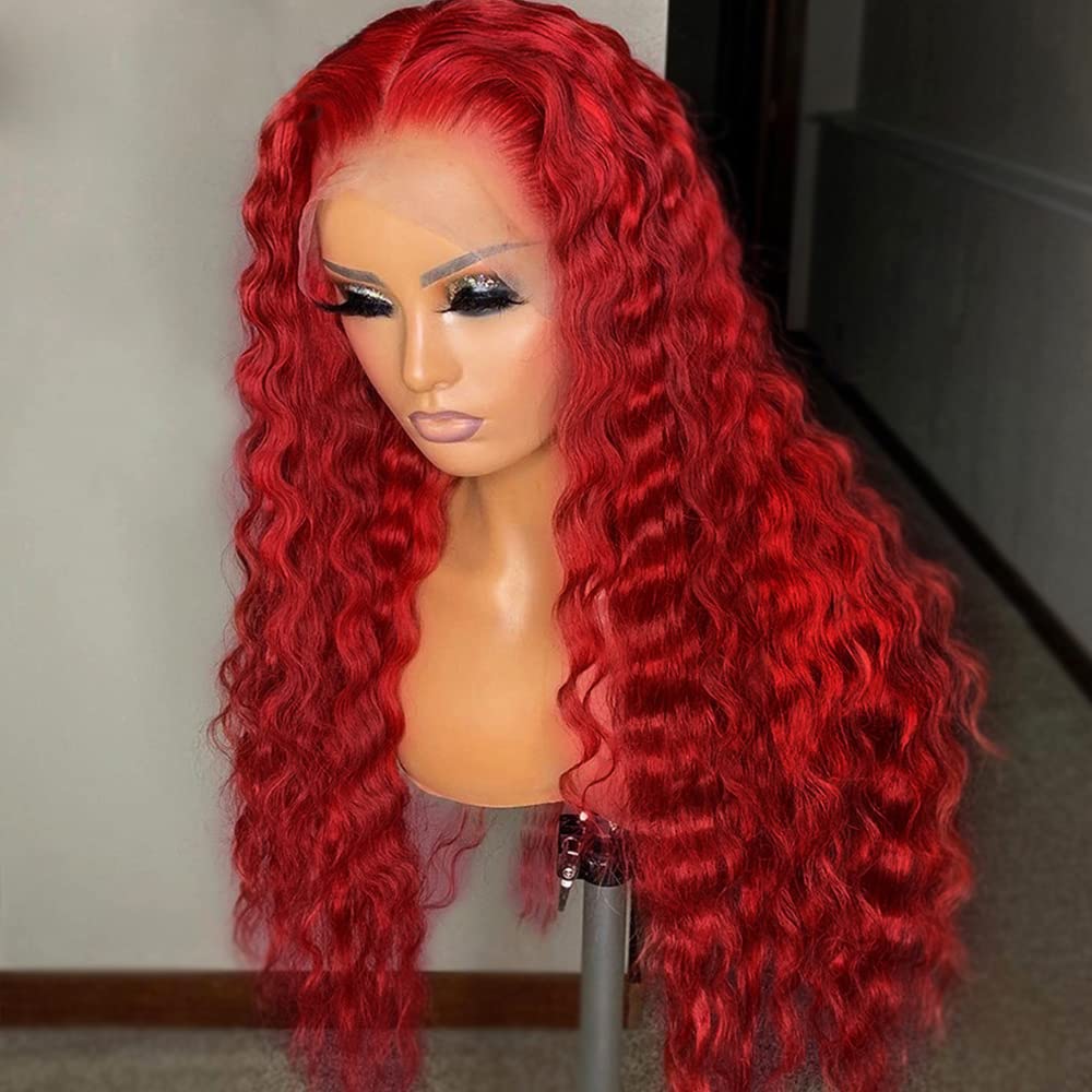 Hot Red Colored Lace Front Wigs Human Hair 180% Density Brazilin Virgin Human Hair Wig