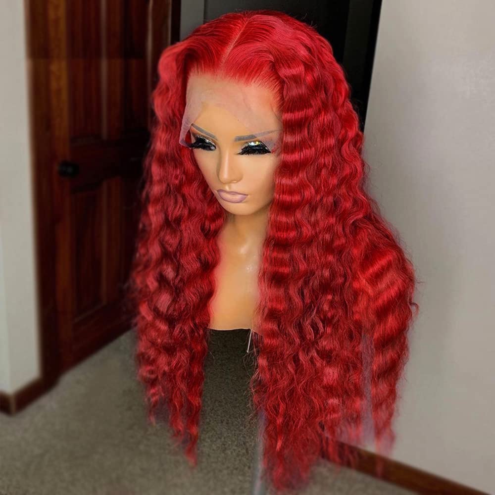 Hot Red Colored Lace Front Wigs Human Hair 180% Density Brazilin Virgin Human Hair Wig