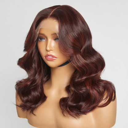 Limited Design | Copper Red Highlight Loose Wave 5x5 Closure Lace Glueless Mid Part Long Wig 100% Human Hair